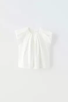 Плиссированная рубашка ZARA, белый