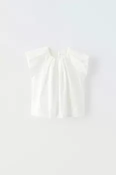 Плиссированная рубашка ZARA, белый