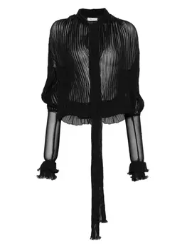 Плиссированная шелковая блузка Blumarine, черный