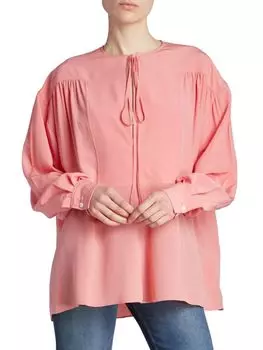 Плиссированная шелковая блузка Victoria Beckham, розовый