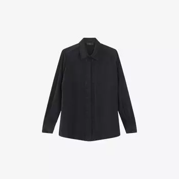 Плиссированная шелковая рубашка свободного кроя Ikks, черный