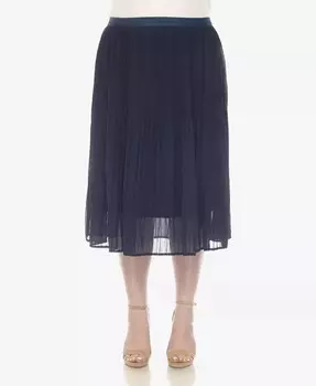 Плиссированная шифоновая юбка-миди больших размеров White Mark, синий