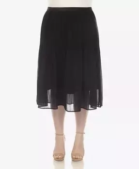 Плиссированная шифоновая юбка-миди больших размеров White Mark, черный