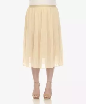Плиссированная шифоновая юбка-миди больших размеров White Mark, бежевый