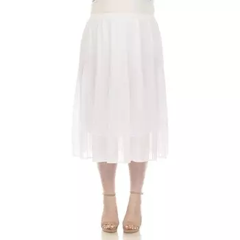 Плиссированная шифоновая юбка-миди больших размеров WM Fashion, белый