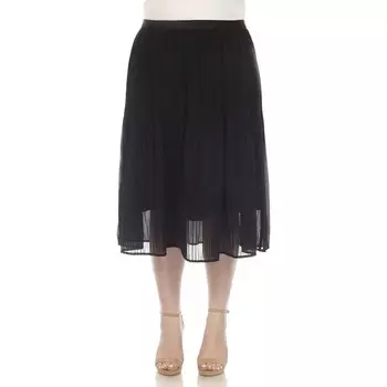 Плиссированная шифоновая юбка-миди больших размеров WM Fashion, черный