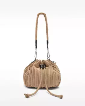 Плиссированная сумка на плечо в виде ведра с простой застежкой на веревке Parfois, коричневый