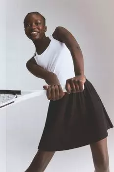 Плиссированная теннисная юбка drymove H&M, черный