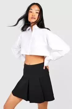 Плиссированная тканая юбка Boohoo, черный