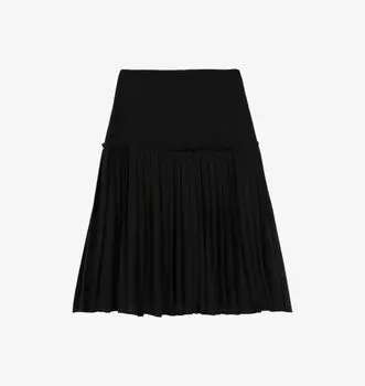 Плиссированная тканая юбка миди The Kooples, черный