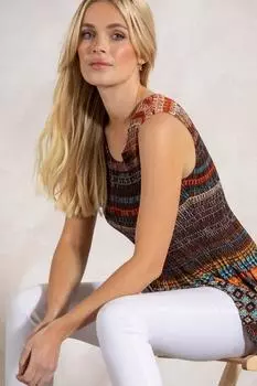 Плиссированная туника без рукавов с принтом Klass., оранжевый