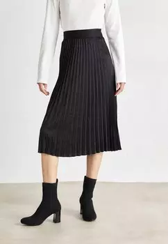 Плиссированная юбка DKNY ЖАККАРДОВАЯ ПЛИССИРОВАННАЯ ЮБКА МИДИ, черный