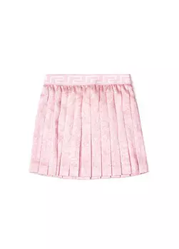 Плиссированная юбка для девочек розового цвета с цветочным узором Versace