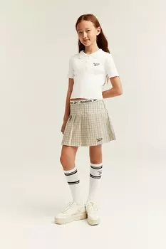 Плиссированная юбка H&M, бежевый