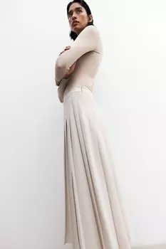 Плиссированная юбка H&M, бежевый