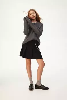 Плиссированная юбка H&M, черный
