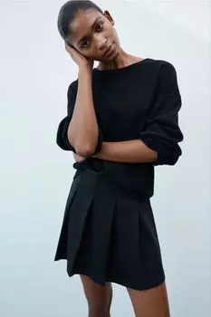 Плиссированная юбка из джерси H&M, черный