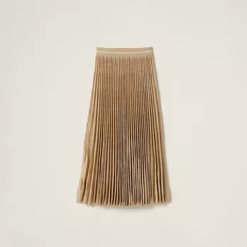 Плиссированная юбка из ламе Miu Miu, золотой
