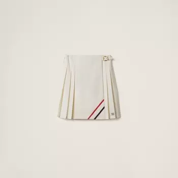 Плиссированная юбка из мохера Miu Miu, бежевый