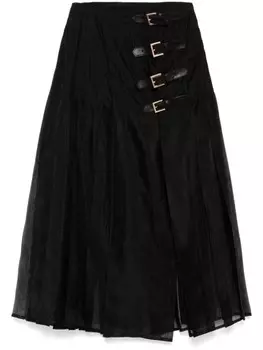 Плиссированная юбка из органзы Cynthia Rowley, черный