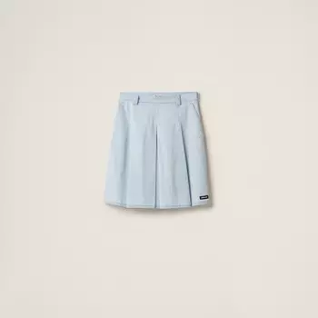 Плиссированная юбка из шамбре Miu Miu, голубой