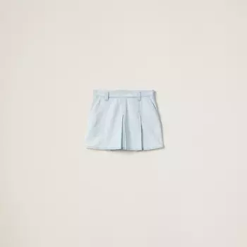 Плиссированная юбка из шамбре Miu Miu, голубой