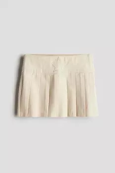 Плиссированная юбка из твила H&M, бежевый