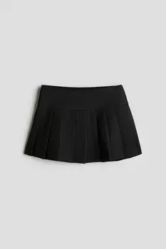 Плиссированная юбка из твила H&M, черный