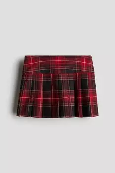 Плиссированная юбка из твила H&M, красный