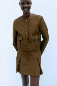 Плиссированная юбка из твила H&M, зеленый