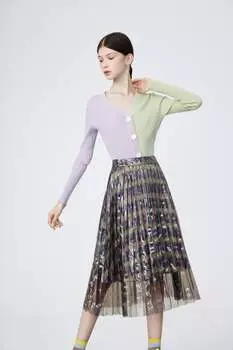 Плиссированная юбка Lily из искусственной кожи разноцветная Lily Apparel, мультиколор