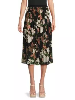 Плиссированная юбка-миди Adrianna Papell, цвет Black Multicolor