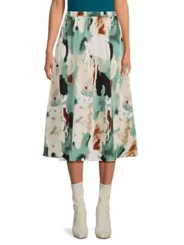Плиссированная юбка-миди с абстрактной плиссировкой Adrianna Papell, цвет Ivory Multi