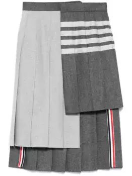 Плиссированная юбка миди с полосками 4-Bar THOM BROWNE, серый