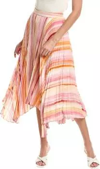 Плиссированная юбка-миди с разноцветным принтом, многоцветная BCBGMAXAZRIA, мультиколор