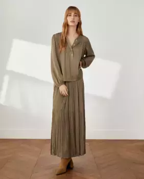 Плиссированная юбка миди Southern Cotton, цвет Salvia