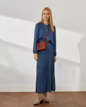 Плиссированная юбка миди Southern Cotton, индиго