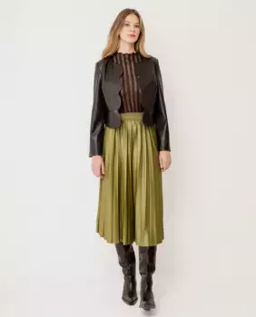 Плиссированная юбка миди Vila, цвет Kaki