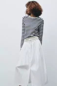 Плиссированная юбка миди ZARA, устрично-белый