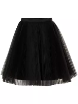 Плиссированная юбка мини из тюля Carolina Herrera, черный