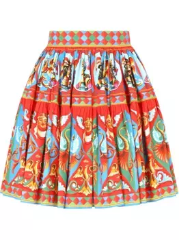 Плиссированная юбка мини с принтом Carretto DOLCE & GABBANA, красный