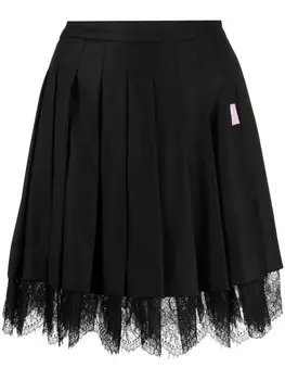 Плиссированная юбка с цветочным кружевом Natasha Zinko, черный