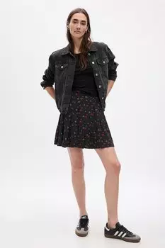 Плиссированная юбка с цветочным принтом Gap, черный