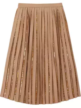 Плиссированная юбка с кристаллами BURBERRY, нейтральный