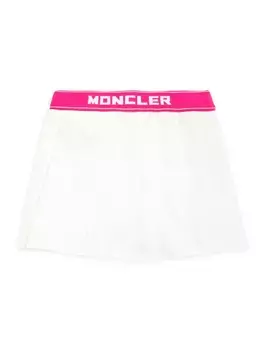 Плиссированная юбка с логотипом для маленьких девочек и девочек Moncler, белый