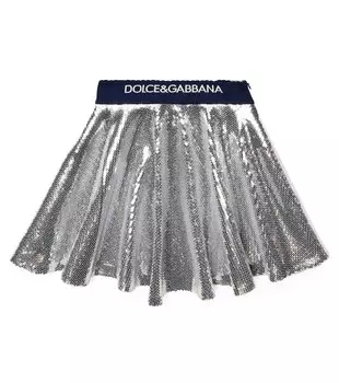 Плиссированная юбка с пайетками Dolce&Gabbana, металлик