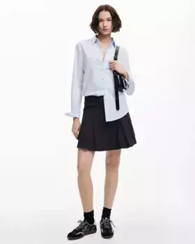 Плиссированная юбка с поясом Desigual, черный