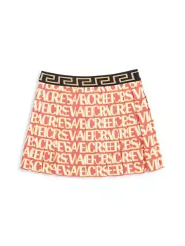Плиссированная юбка с принтом Versace для маленьких девочек и девочек Versace, цвет pink gold