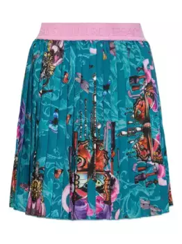 Плиссированная юбка с принтом Versace Jeans Couture, синий