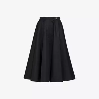 Плиссированная юбка с высокой посадкой и бляшкой-логотипом re-nylon Prada, черный